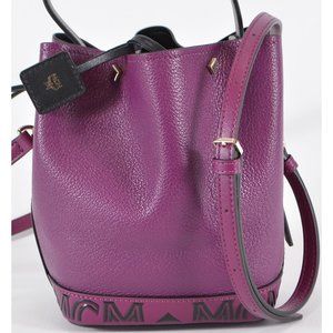 MCM Leather Contrast Logo Mini Crossbody Purse Bag